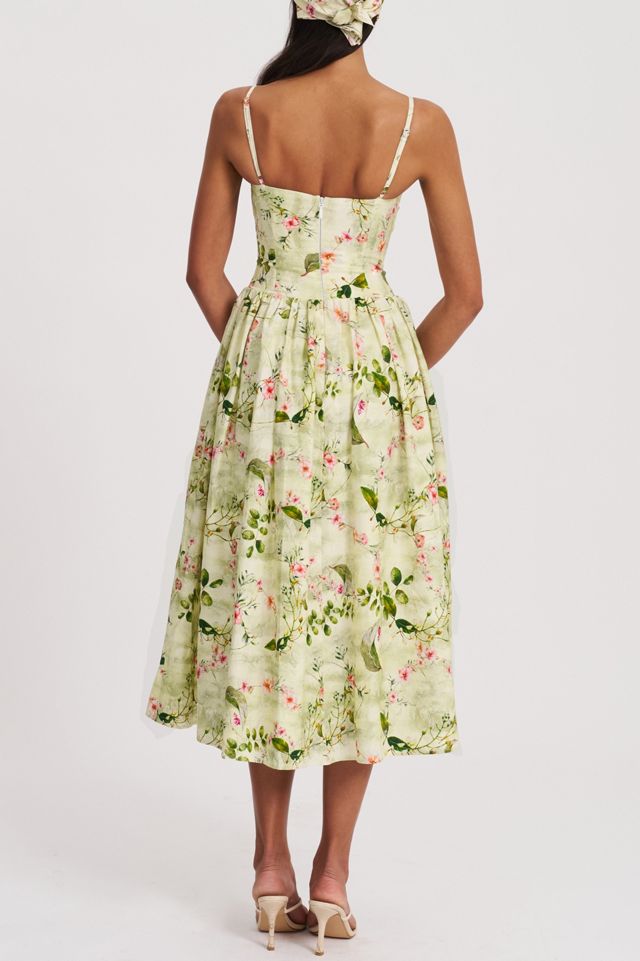 Miss Circle Jacinda Floral Ruched Linen Midi Dress #4