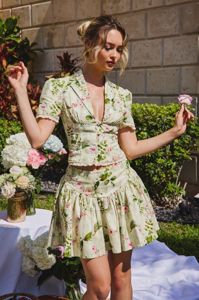 Miss Circle Zanella Floral Lace Trim Linen Top #1