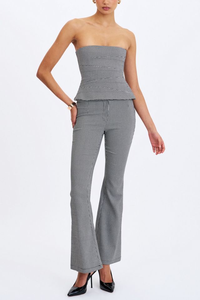 Miss Circle Ulla Houndstooth Strapless Peplum Top #1