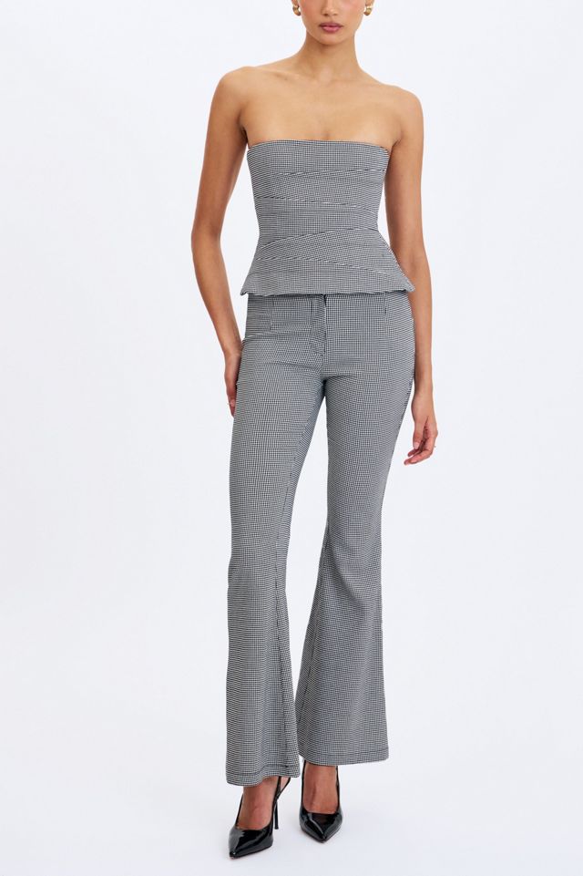 Miss Circle Ulla Houndstooth Strapless Peplum Top #3