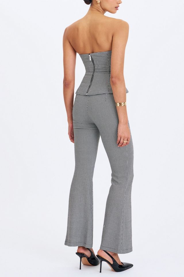 Miss Circle Ulla Houndstooth Strapless Peplum Top #4