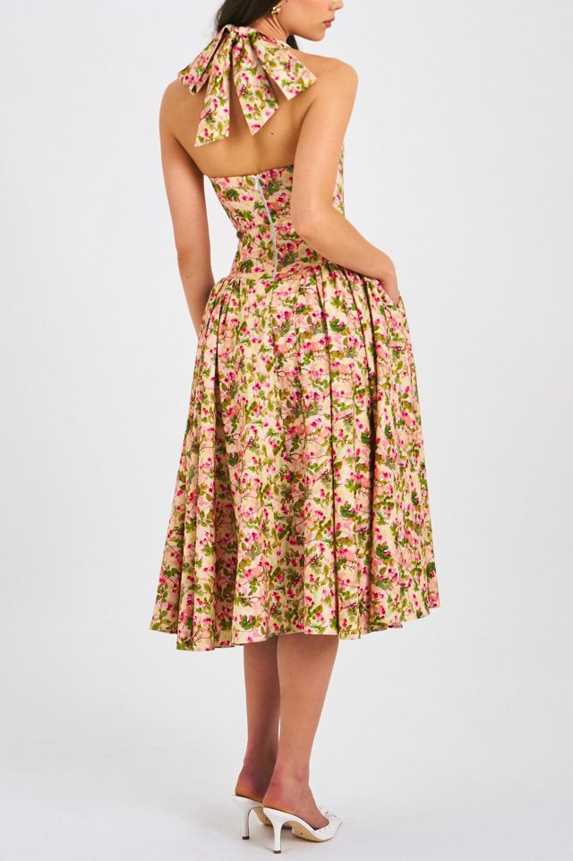 Miss Circle Niya Floral Linen Halter Maxi Dress #4