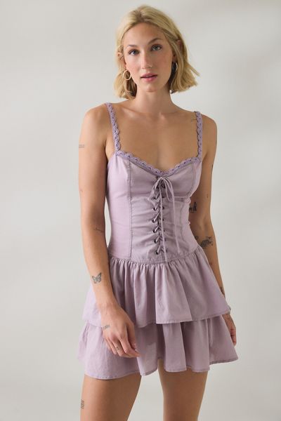 BDG Sweet Talker Lace Trim Corset Mini Dress