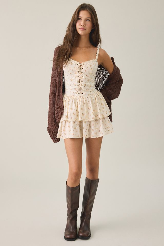 BDG Sweet Talker Lace Trim Corset Mini Dress #4