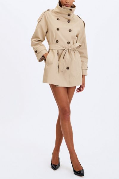 Miss Circle Vanetta High Collar Mini Trench Coat