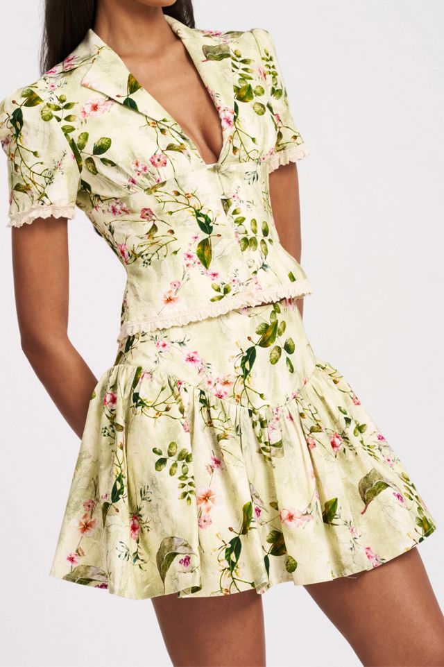 Miss Circle Zanelle Floral Drop Waist Linen Skirt #2