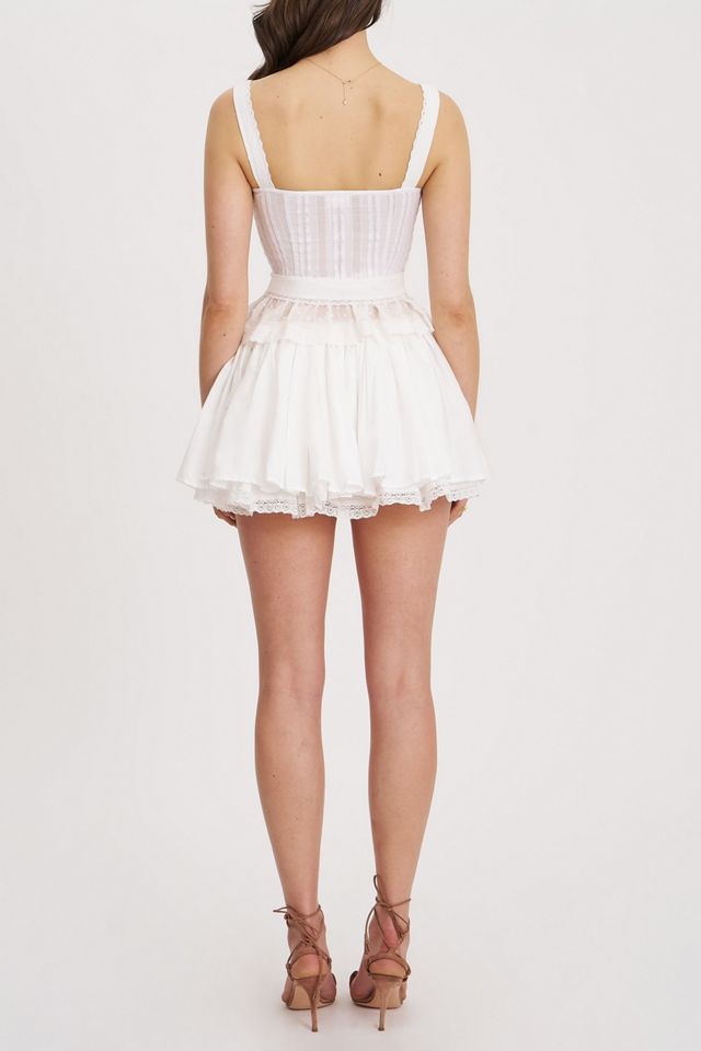 Miss Circle Aliza Lace Trim Layered Mini Skirt #4
