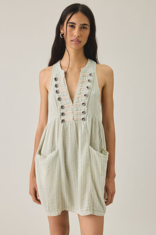 BDG Cadet Button Sleeveless Shift Mini Dress #1