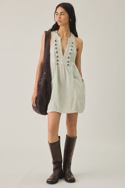 BDG Cadet Button Sleeveless Shift Mini Dress