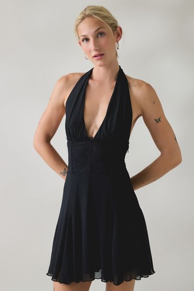 Kimchi Blue First Dance Plunging Halter Neck Mini Dress
