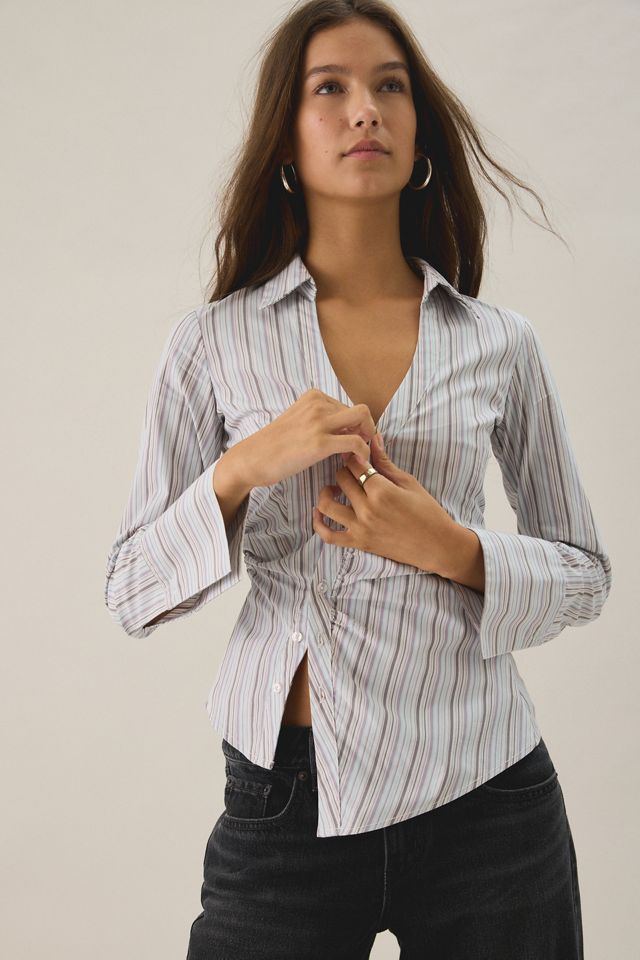 Chemise boutonnée ajustée asymétrique UO Leilani #1