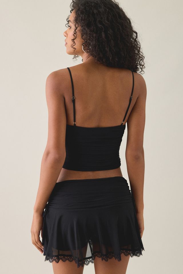 UO Peek-A-Boo Semi-Sheer Mesh Skort 2-Piece Set #1