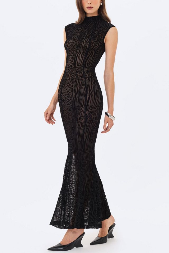 Miss Circle Tyanna Burnout Velvet Mesh Maxi Dress #1