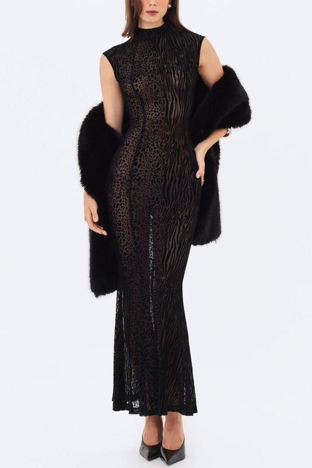 Miss Circle Tyanna Burnout Velvet Mesh Maxi Dress #3