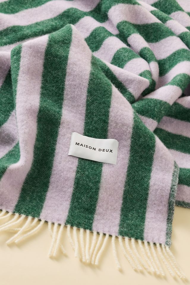 Maison Deux Candy Wrap Striped Wool Throw Blanket #2