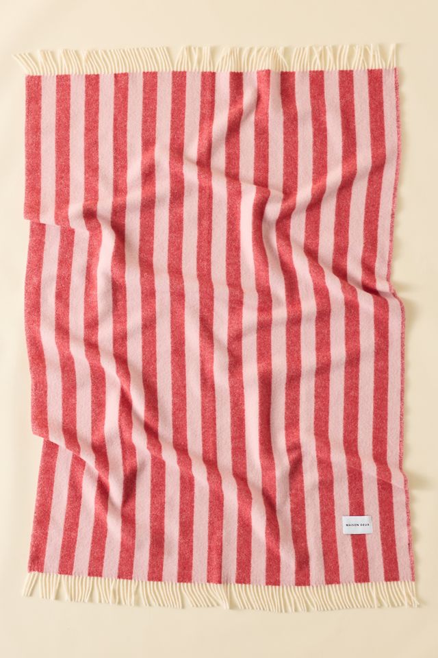 Maison Deux Candy Wrap Striped Wool Throw Blanket #1