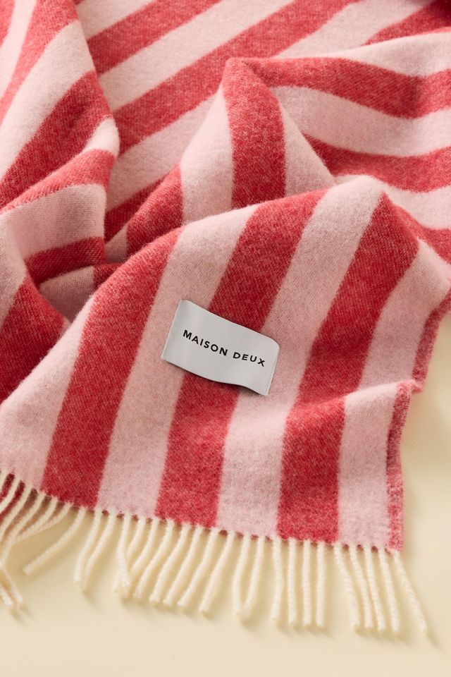 Maison Deux Candy Wrap Striped Wool Throw Blanket #2