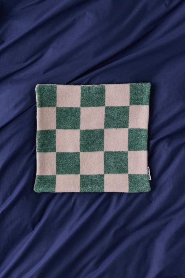 Maison Deux Checkerboard Wool Throw Pillow Case #2