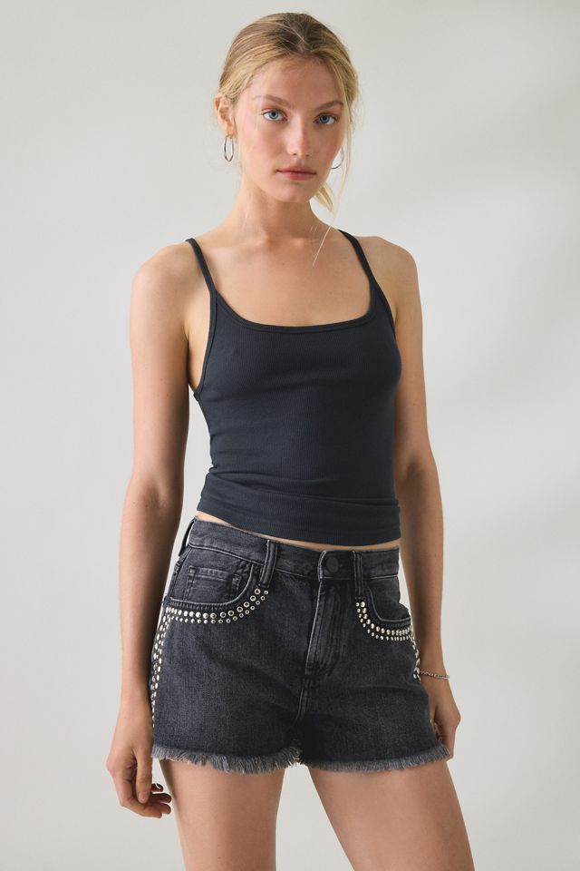 AllSaints Heidi Studded High-Rise Denim Shorts #2