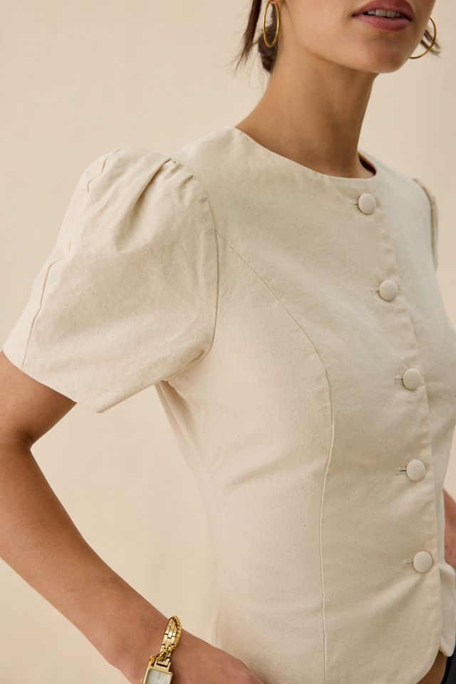 Lioness Femme Short Sleeve Button-Front Blouse #1