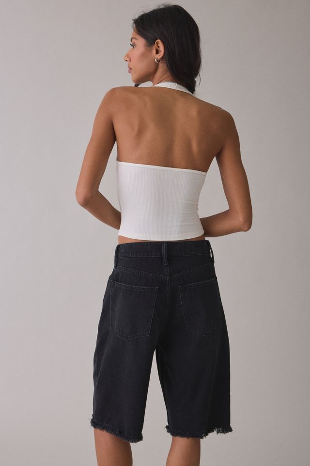 AllSaints Aki Crossover Wide Leg Denim Shorts #1