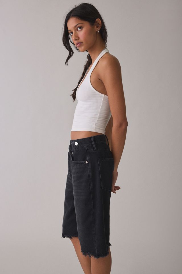 AllSaints Aki Crossover Wide Leg Denim Shorts #3
