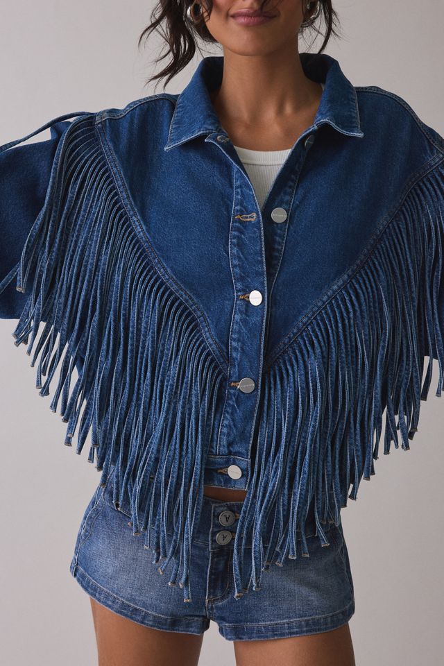 AllSaints Marlene Western Tassel Denim Jacket #3