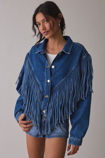 AllSaints Marlene Western Tassel Denim Jacket
