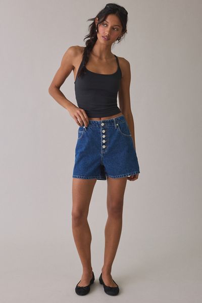 AllSaints Tay Button Fly Mid-Rise Denim Shorts