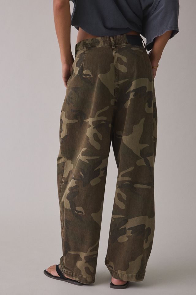 AllSaints Becca Camo Denim Barrel Leg Pants | Urban Outfitters