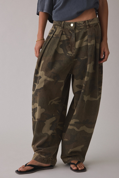AllSaints Becca Camo Denim Barrel Leg Pants