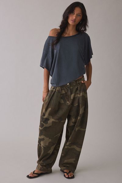 AllSaints Becca Camo Denim Barrel Leg Pants