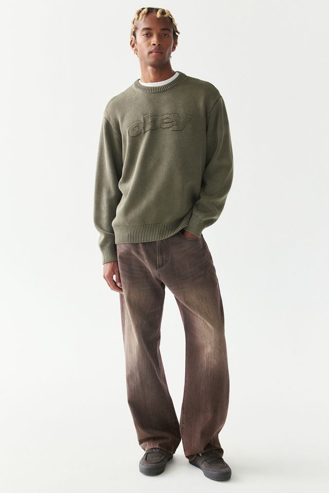 OBEY Speed Logo Fade Wash Crew Neck Sweater #1