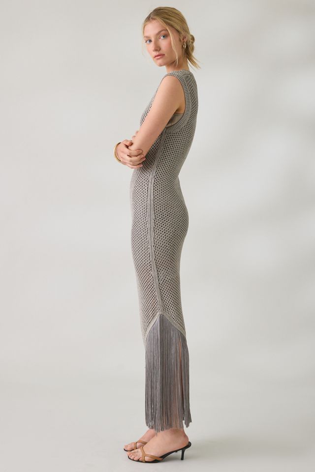 AllSaints Women's Jessie Slim Fit Knitted Midi Dress , Grey , Size S