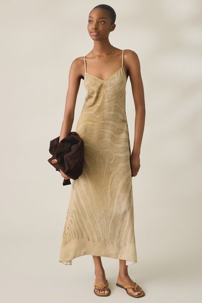 AllSaints Leona Zebra Bias Cut Slip Maxi Dress