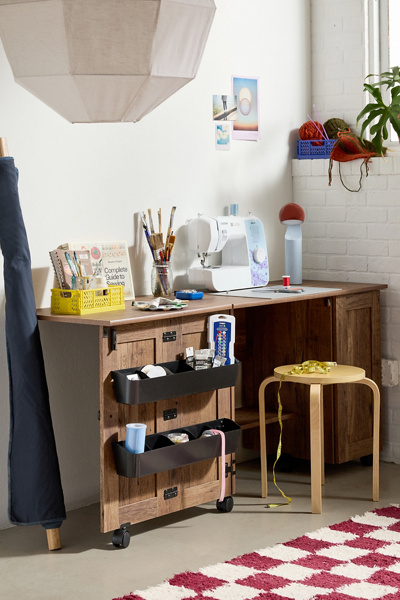Emmy Extendable Craft Cart in Brown at Urban Outfitters