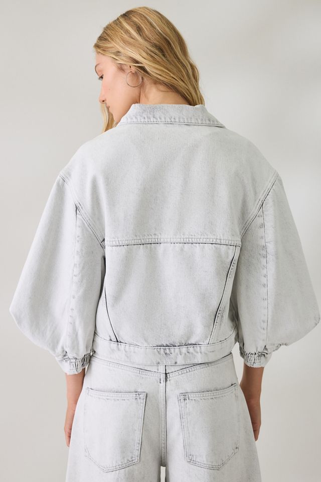 AllSaints Luca Short Sleeve Cropped Denim Jacket #2