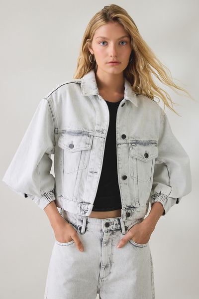 AllSaints Luca Short Sleeve Cropped Denim Jacket
