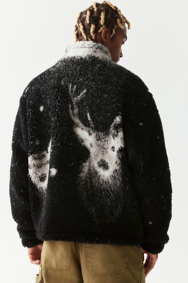 OBEY Deer Pattern High Pile Fleece Jacket #3