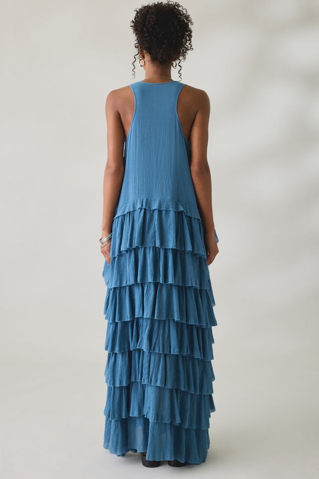 allsaints cavarly tiered ruffle maxi dress Cavarly Tiered Ruffle Maxi Dress Black