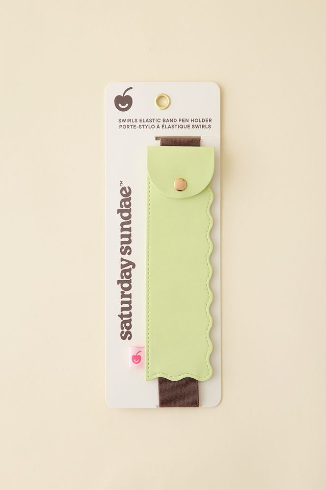 Saturday Sundae Swirls Elastic Band Vegan Leather Pen Holder #2