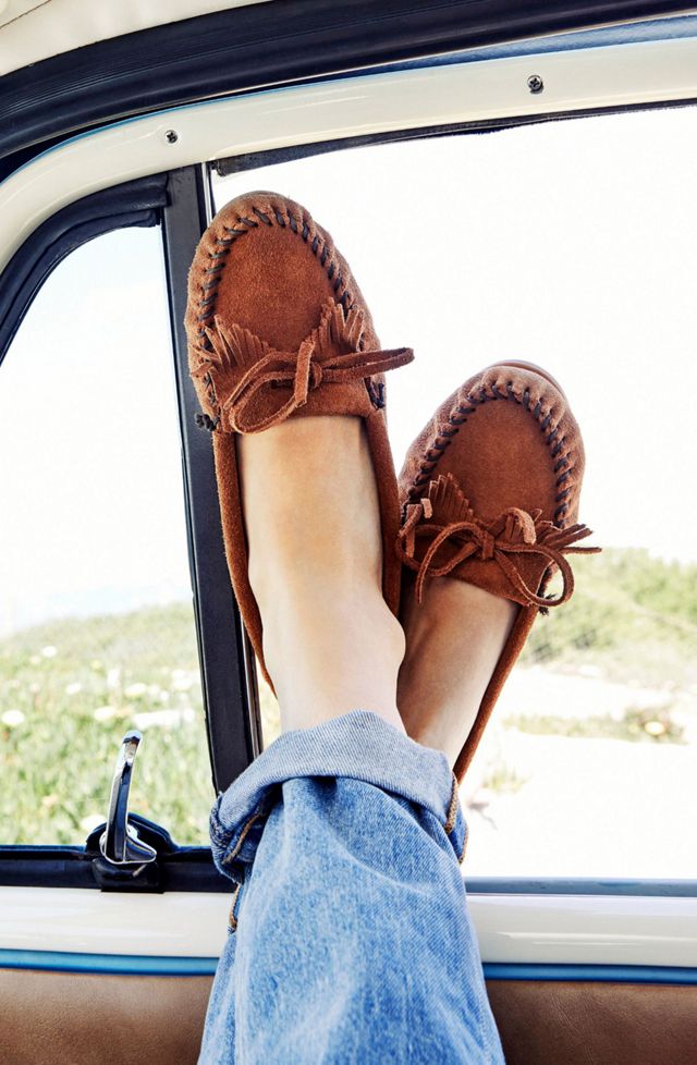Minnetonka Suede Kilty Hardsole Moccasins #1