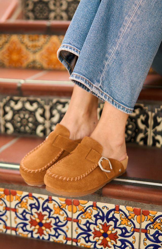 Minnetonka Suede Buckle Clog #1