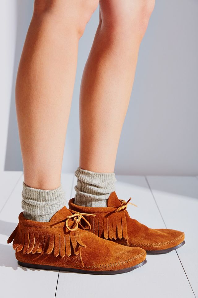 Minnetonka Suede Classic Fringe Moccasin Boot #1