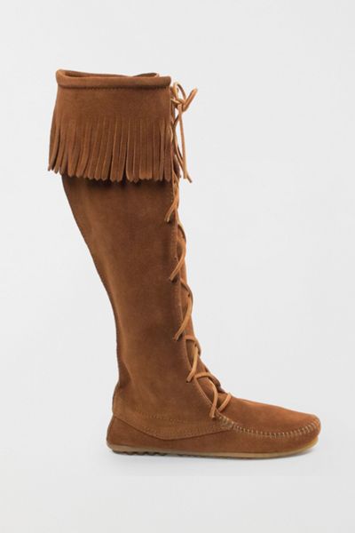 Minnetonka Suede Lace-Up Moccasin Boot