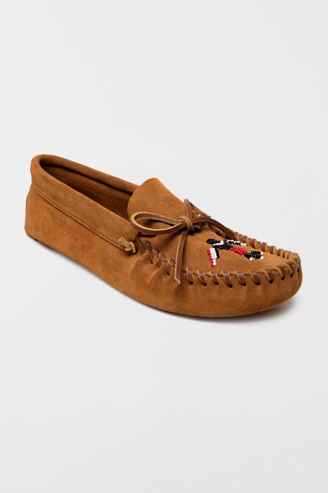 Minnetonka Men's Thunderbird Animikii Suede Beaded Softsole Moccasin #3