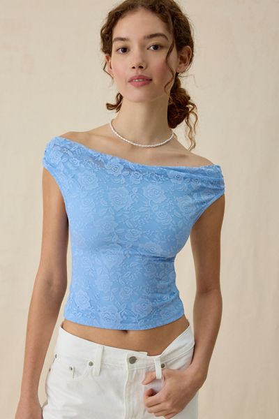 UO Fia Lace Off-The-Shoulder Crop Top