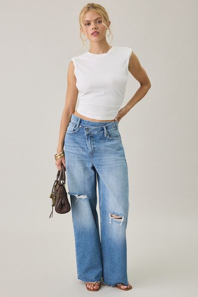 AllSaints Aki Crossover Waist Wide Leg Jeans