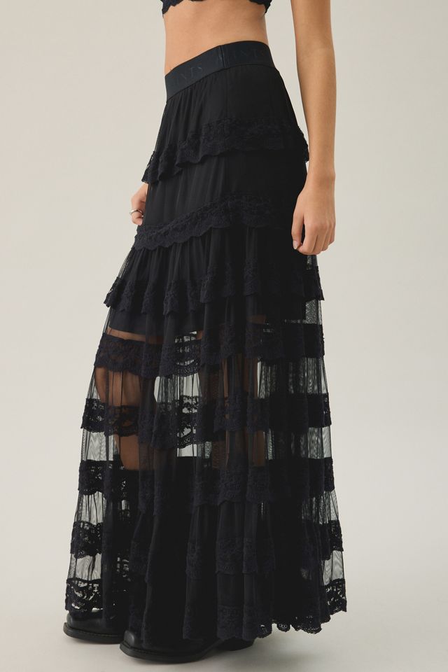 AllSaints Maggie Semi-Sheer Tiered Lace Maxi Skirt #1