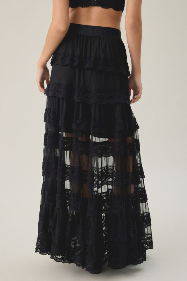 AllSaints Maggie Semi-Sheer Tiered Lace Maxi Skirt #2
